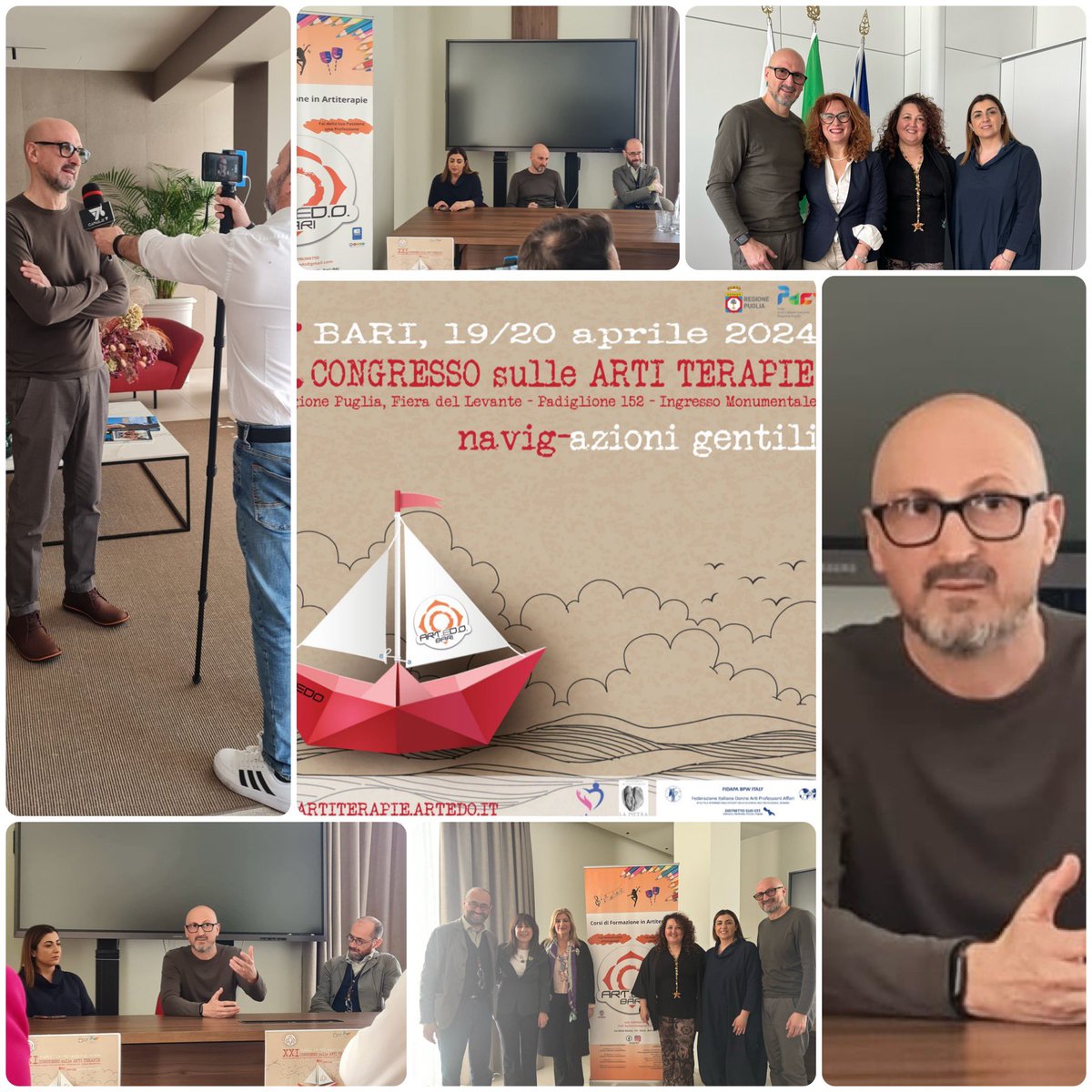 stefano997's tweet photo. Conferenza stampa di presentazione del XXI Congresso Nazionale di #ArtedoNetwork sulle #ArtiTerapie. #NavigazioniGentiliBari è qui. https://t.co/ShF2IBNGCg