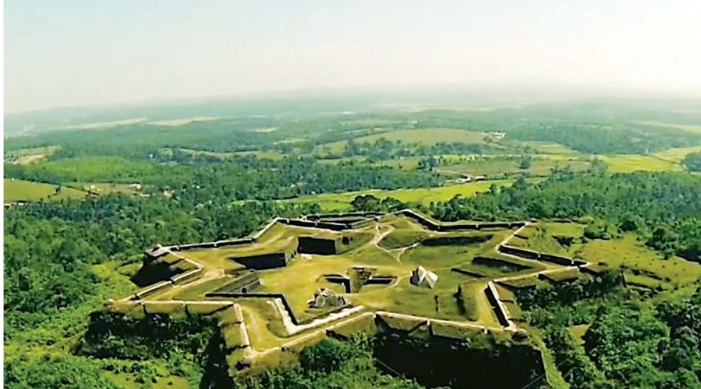 Manjarabad Fort, located in Sakleshpur, Karnataka, was built in 1792 by Tipu Sultan. It's a star-shaped fort atop a hill, designed by French architect, Monsieur Lally. Tipu was greatly influenced by Fort William, Calcutta