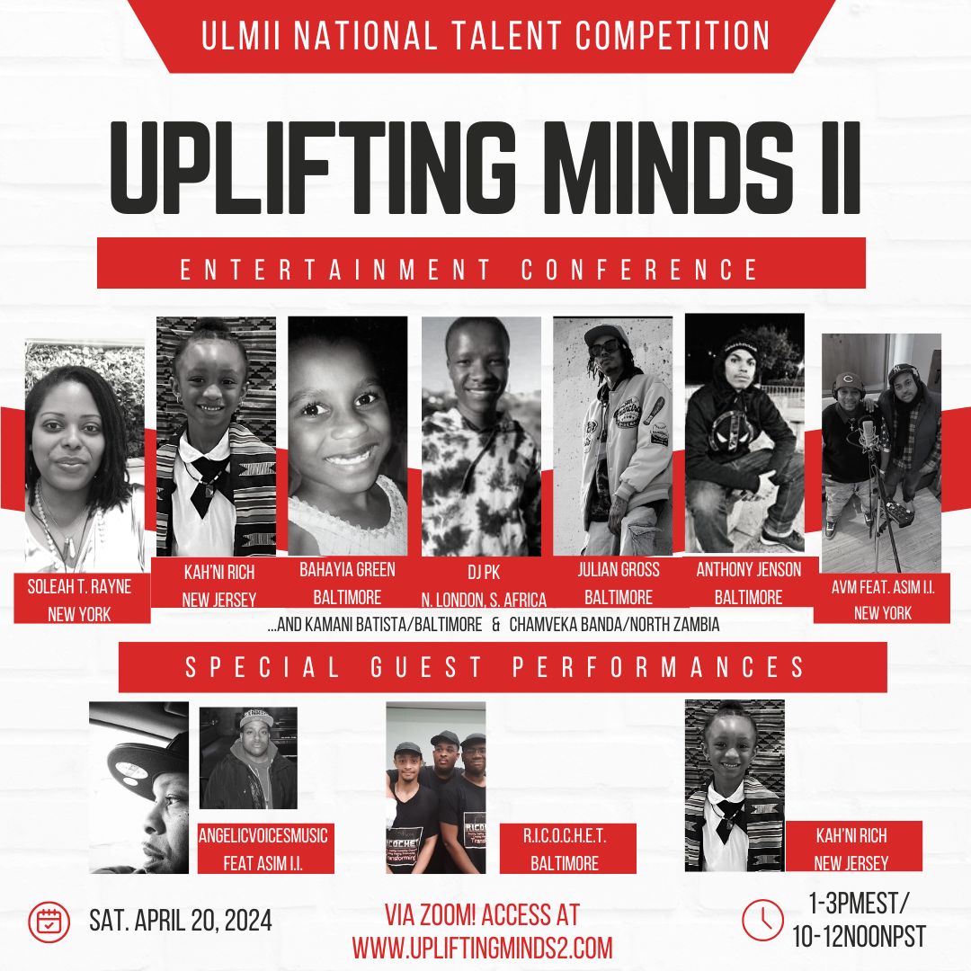 BREAKING NEWS: Music producer Travone Toles aka Hi-Z 2gift winners of the 25th Baltimore 'ULMII' Entertainment Conference's National Talent Competition Sat. April 20th/1-3pmEST w/the AudioPro microphone & a virtual recording session @ his 10Hz Studio. UpliftingMinds2.com.