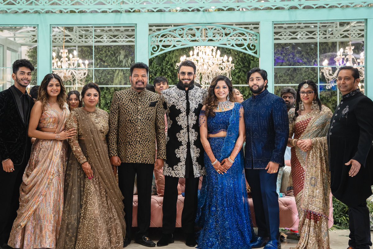 . @Siva_Kartikeyan @Mohanlal @arrahman and @RanveerOfficial at @shankarshanmugh’s daughter Aishwarya Shankar -Tarun Karthikeyan wedding