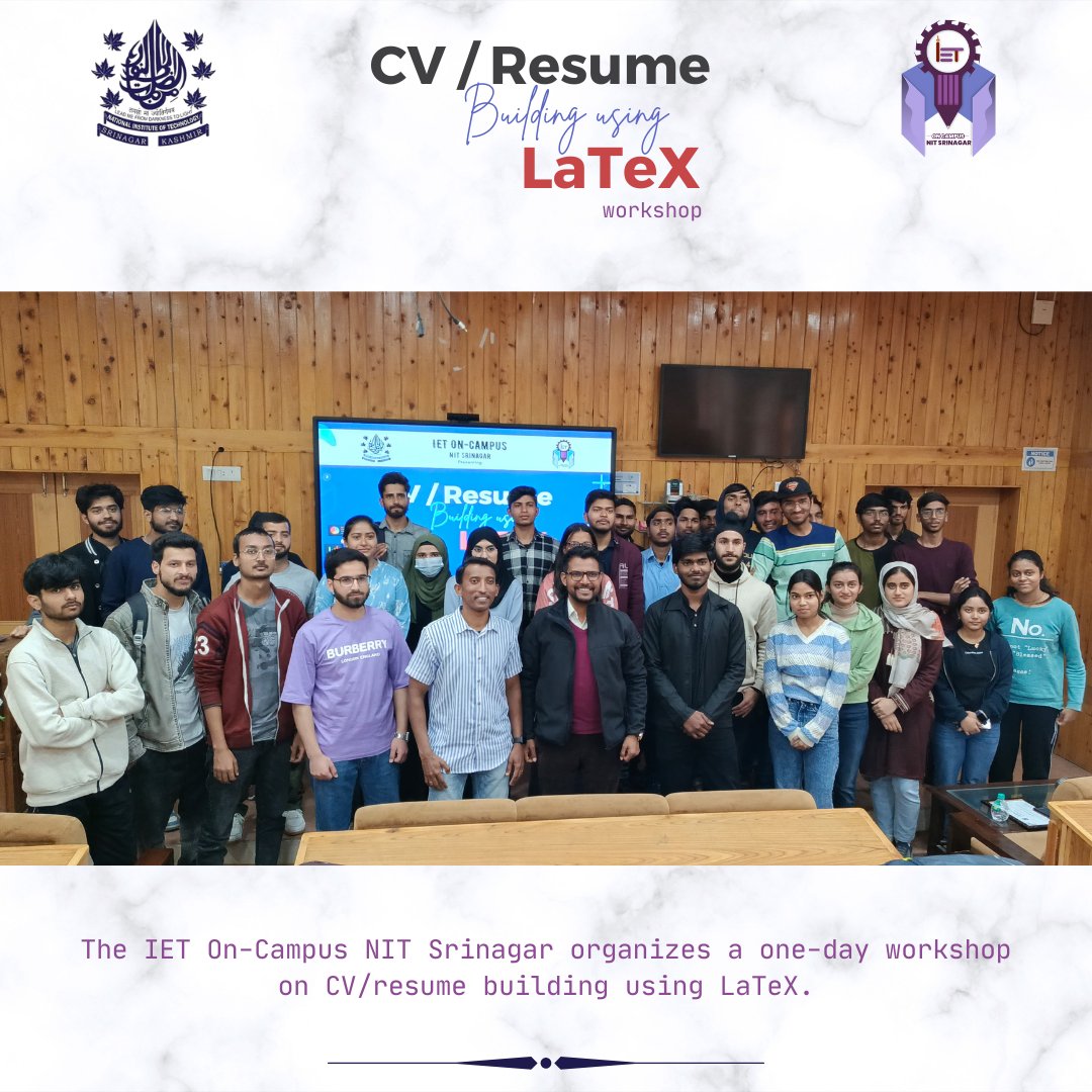 nitsriofficial's tweet image. Hosted by @IET_NITSgr, a LaTeX CV workshop equipped attendees with standout CV/resume crafting skills. Future events will offer more professional development opportunities. Appreciation goes to all involved.

#IETOnCampus #LaTeX #CVDesign #CareerGrowth
