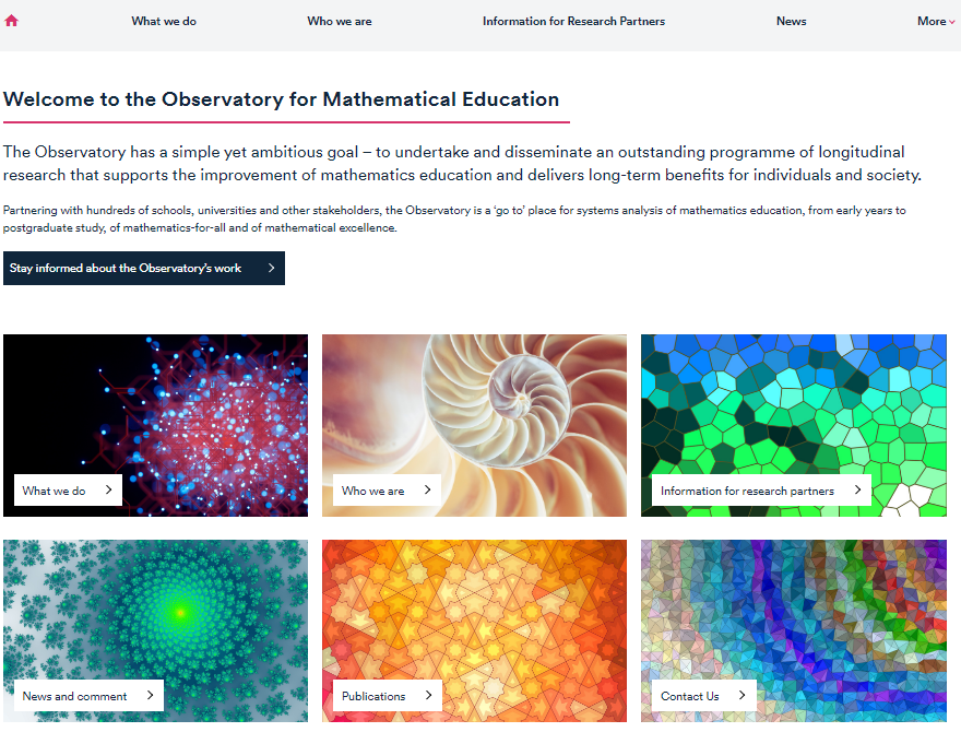 The Observatory for Mathematical Education website is live, and you can sign up to stay informed: nottingham.ac.uk/education/obse… @geoffwake1 @CBrignell @tomJwicks @K_Severn @andynoyes7 @JennyJoanNorris @louisejsavage