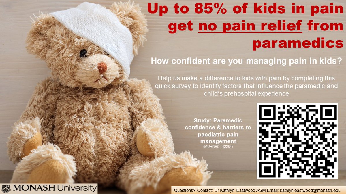 Paramedics: How confident are you managing kids in pain? Take this survey: monash.az1.qualtrics.com/jfe/form/SV_4U…