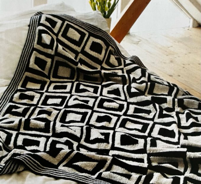 Beautiful monochrome knitted black and white square blanket 🖤🤍 The timeless classic colour combination blends elegance and versatility. Plus, the textured squares add captivating visual interest. #MHHSBD #craftbizparty #earlybiz