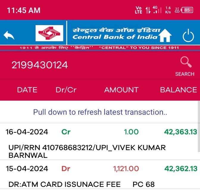 VivekKumarBarn's tweet photo. @centralbank_in 
मैं सुरेशचंद्र आपके बैंक का खाताधारी हूँ। मेरे खाते से atm issuance charge 1121 रुपये काटे गए हैं। इतना ज्यादा चार्ज atm के नाम पर कैसे कटा है, कृपया जानकारी दें।
खाता संख्या 2199430124
शाखा भाटपार रानी https://t.co/e2sIpQekO2