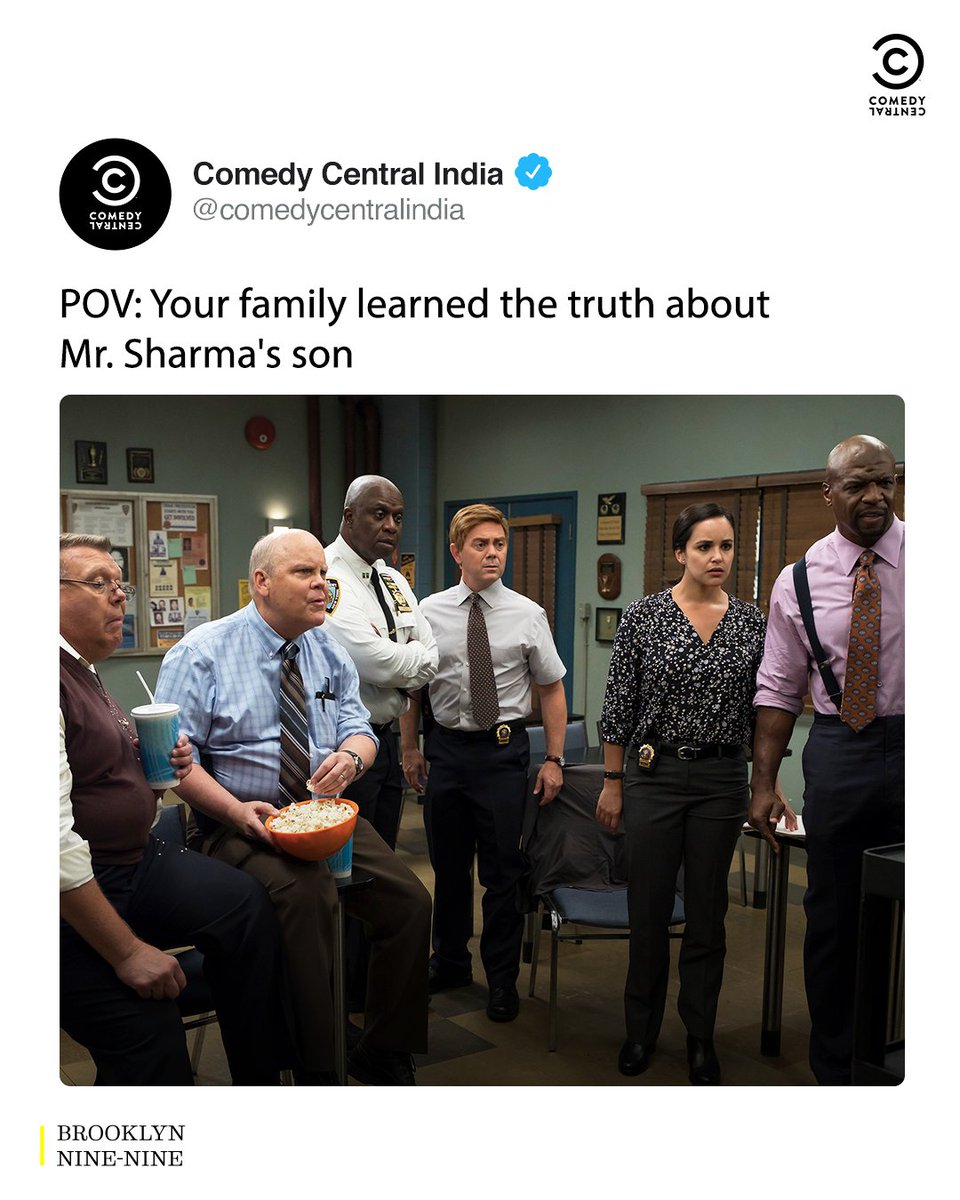 Sharma uncle coming through with his face covered in black ink!

Watch #BrooklynNineNine S1-S7, 8 PM from Mon-Fri on #ComedyCentralIndia.

#ComedyCentral #NewShow #BrooklynNineNine #B99 #Sitcom #Detectives #Jake #NineNine #Boyle