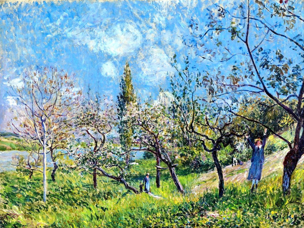 'Begin at once to live, and count each day as a separate life.' ~ Seneca Orchard in Spring (1881) 🎨 Alfred Sisley