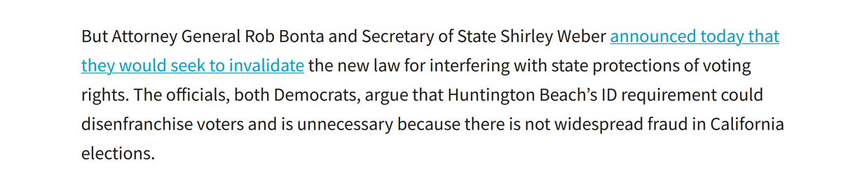 The Secretary of State's defense against disenfranchising voters might carry a little more weight if she hadn't just recently sued to be able to throw out the votes of the 66,000 or so people in #CA20 who voted for Vince Fong.