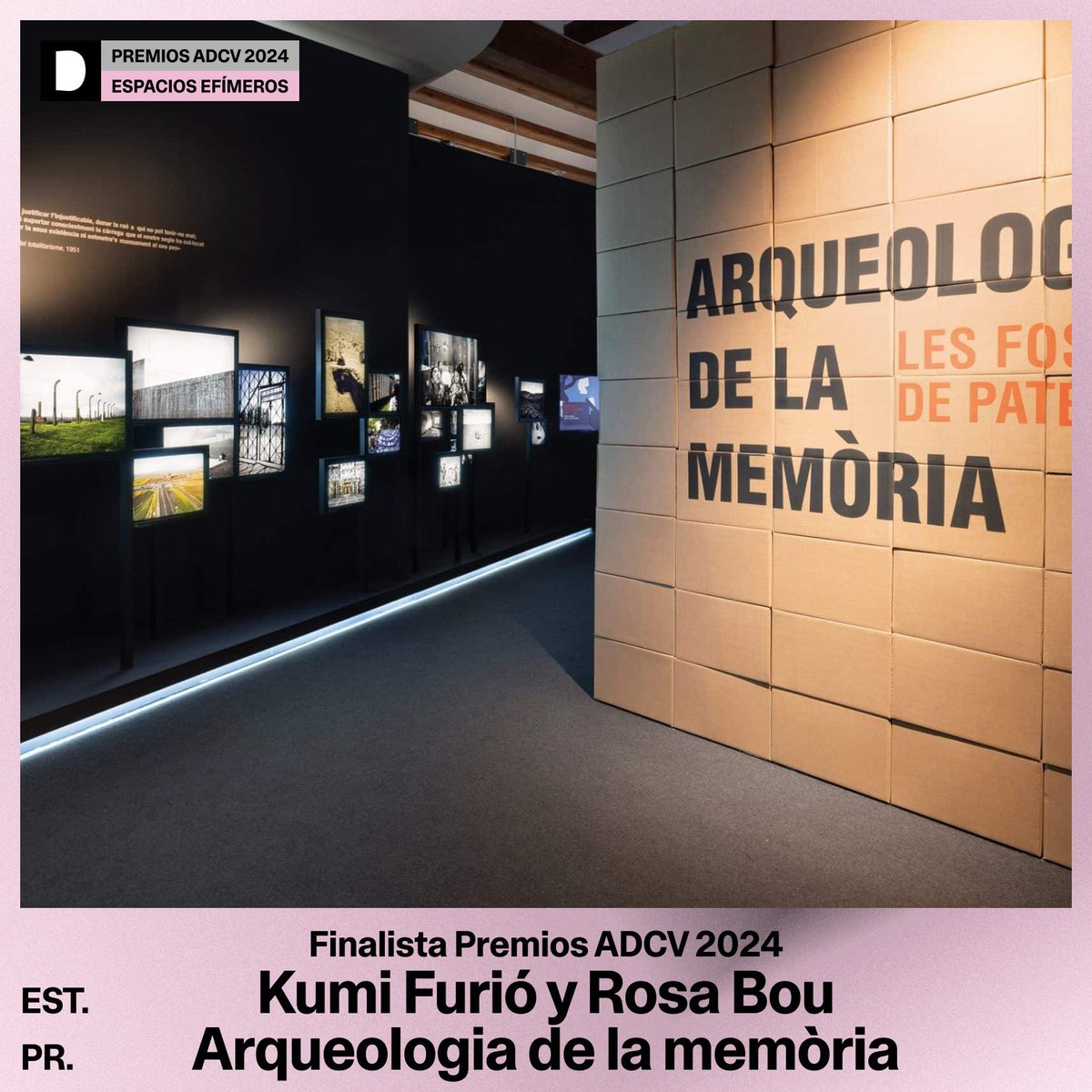 Bones notícies 🎉

🎖️ El disseny de la nostra expo #ArqueologiaDeLaMemòria, realitzat per Kumi Furió i Rosa Bou, ha estat seleccionat com a finalista als Premis de l'@ADCV_com 2024 a la categoria de Disseny d'espais / Espais efímers

ℹ️ bit.ly/3UfhNWn

(1/2)👇🏻