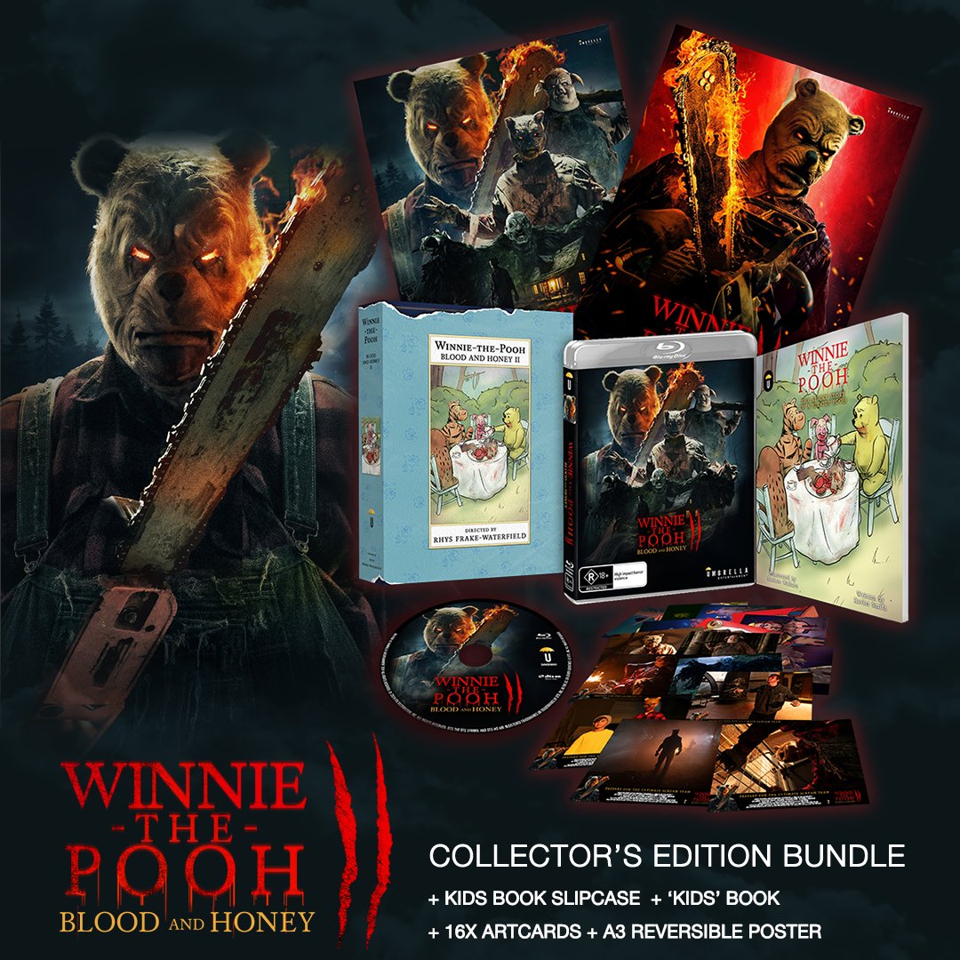 We head down the bloodstained brick road to find the wicked new slasher WINNIE THE POOH BLOOD AND HONEY 2 with a custom illustrated “kids” book and a honeypot of NEW extras including a commentary, deleted and behind-the-scenes, and more! 💿 Pre-order now: bit.ly/4cVC5vj