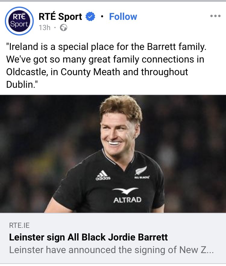 Great day for the parish. <a href="/adriangarry/">Adrian Garry</a> Jordie Barrett soon to be a regular fixture in Owenie Traynors, lining out for St. Brigids GFC and doing the Balinacree 5k.