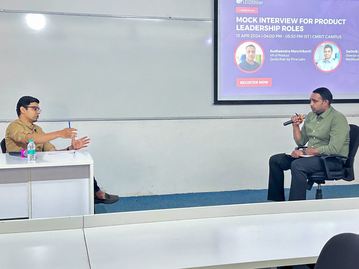 Excited to share highlights from our recent Mock Interview for Product Leadership Roles held at CMRIT Campus, Bengaluru on April 13, 2024. This workshop was designed to empower participants with valuable interview skills & boost their confidence.

#mockinterview #productcareer
