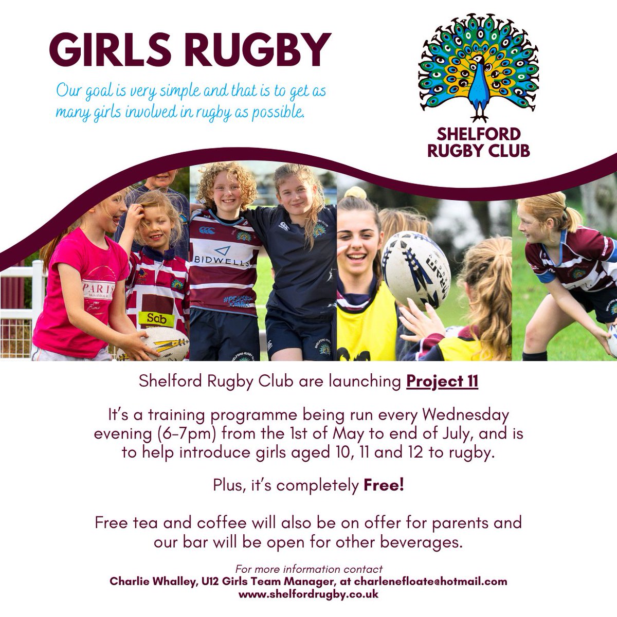 We are bringing back our Project 11, which is a training programme to help introduce Girls aged 10 to 12 to rugby. Its every Wednesday evening (6-7pm) from the 1st of May to end of July. Plus, it’s completely Free!

For more info contact: charlenefloate@hotmail.com

#girlsrugby