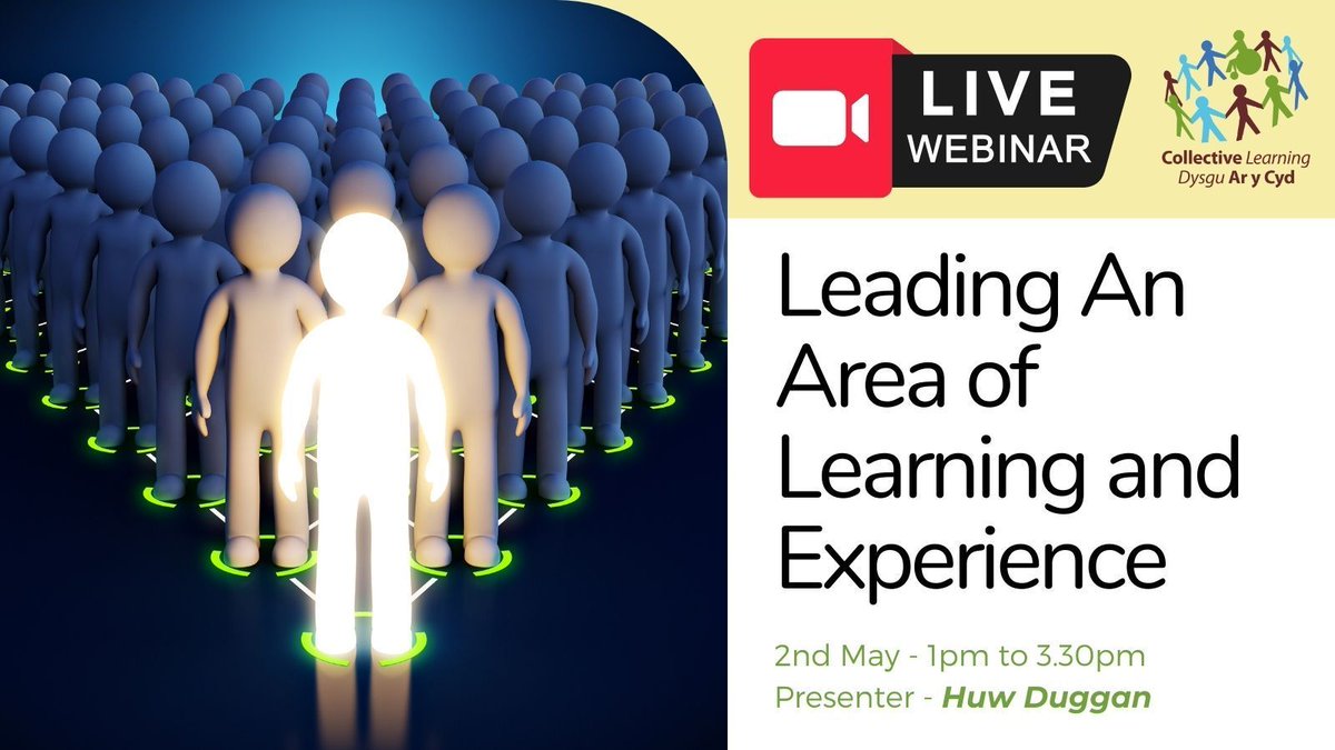 CollectiveLearn's tweet photo. LIVE WEBINAR from Huw Duggan - "Leading an Area of Learning and Experience"
Thursday 2nd May - 1pm to 3.30pm
For further info and booking - https://t.co/yTuQLaAvEC
#cfw #primaryschool #education #leading #aole #cpd https://t.co/TyXyxQKMgF