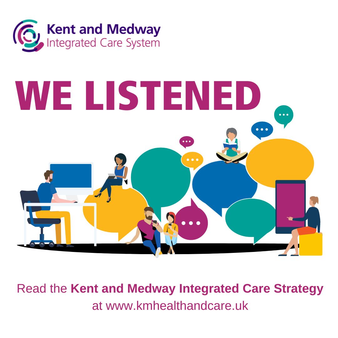 The Kent and Medway Integrated Care Strategy has been published.
Find out how we listened to your views: 
loom.ly/9mHAg6I

#TogetherWeCan 
#KMIntegratedCareStrategy