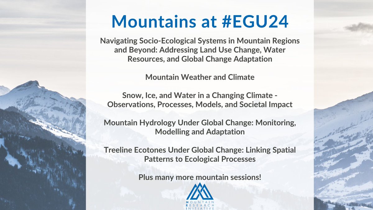 Join us today at #EGU24 for 'Navigating Socio-Ecological Systems in Mountain Regions and Beyond: Addressing Land Use Change, Water Resources, and Global Change Adaptation' ⏰ 16 April 14:00–15:45 (CEST)📍 Room 2.24 Plus, more ⛰️ sessions this week ➡️ loom.ly/qsnL58w
