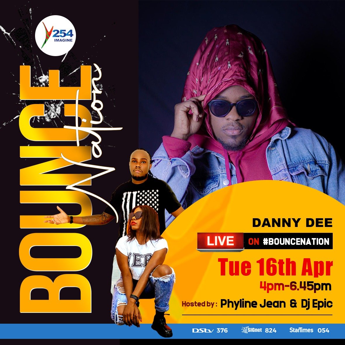 Stay tuned leo jioni from 4:00 pm and catch Phyline Jean and DJ Epic on #BounceNation, don’t miss! ^NK