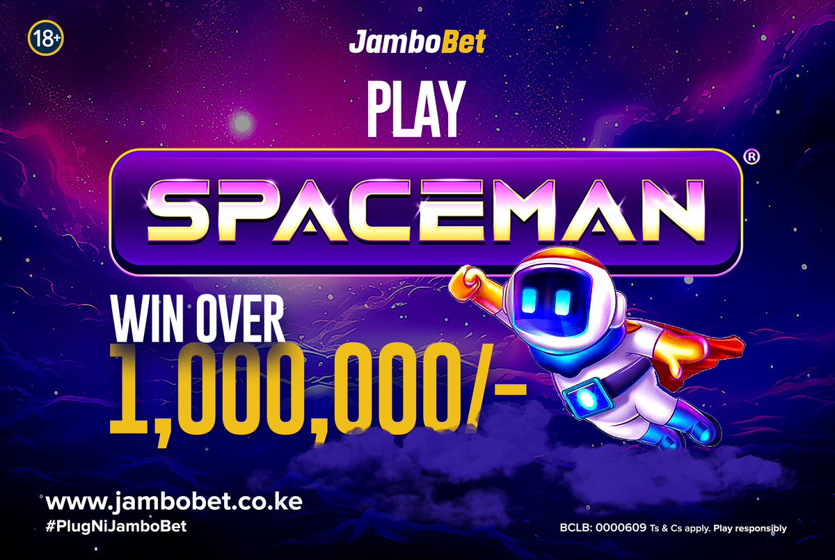 Launch your spaceman and WIN over 1,000,000 today! Siri ni kuCashout before your spaceman hits the ground! 

Bet, Multipy & Cashout NOW! bit.ly/3VEGE71

#PlugNiJambobet 
#spaceman 
#tuesday
#PlayResponsibly