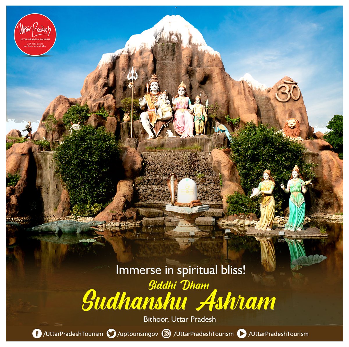 Experience divinity at #SiddhiDhamSudhanshuAshram in #Bithoor! Founded by #ShriSudhanshujiMaharaj, this grand ashram boasts a stunning garden adorned with magnificent idols of gods ranging from 8-20 feet tall. Dive into the serene atmosphere & immerse yourself in spiritual bliss.