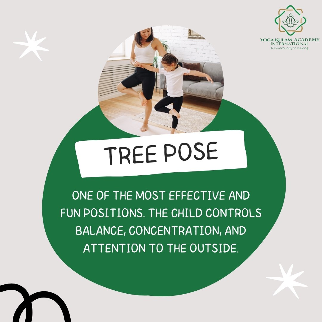 Tree pose helps improve balance and concentration. Children can imagine themselves as tall, strong trees swaying gently in the wind.

#Vrikshasana #TreePose