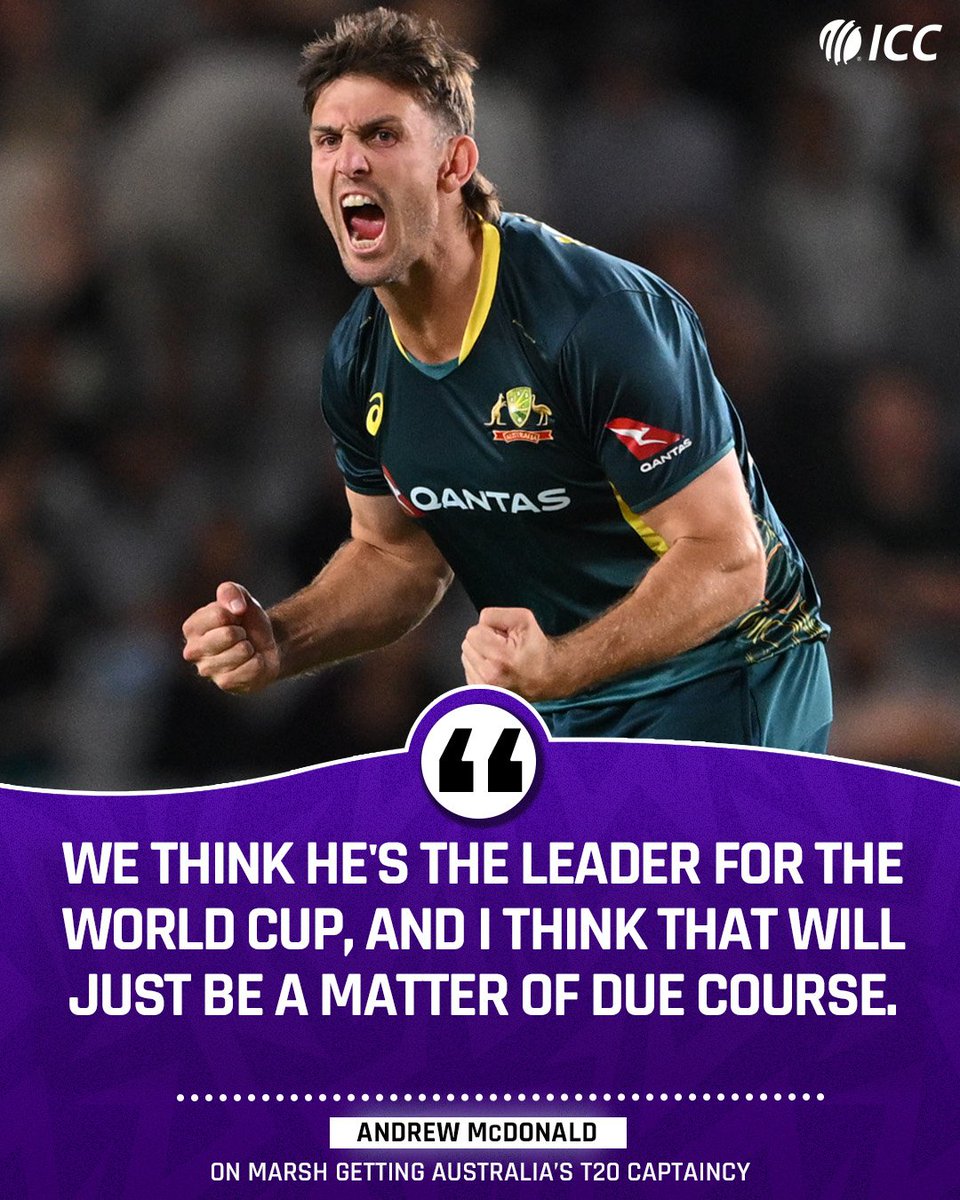 Mitchell Marsh is announced as their full-time captain for the ICC Men’s T20WorldCup 2024.

#CWC23   #AUSvsIND 
#NZvPAK #SaraTendulkar
#INDvsBAN #Abhiya #Abhisha #Elvisha #BiggBossTamil7 #biggbosstelugu7 #ViratKohli𓃵 #Umpire Wide.