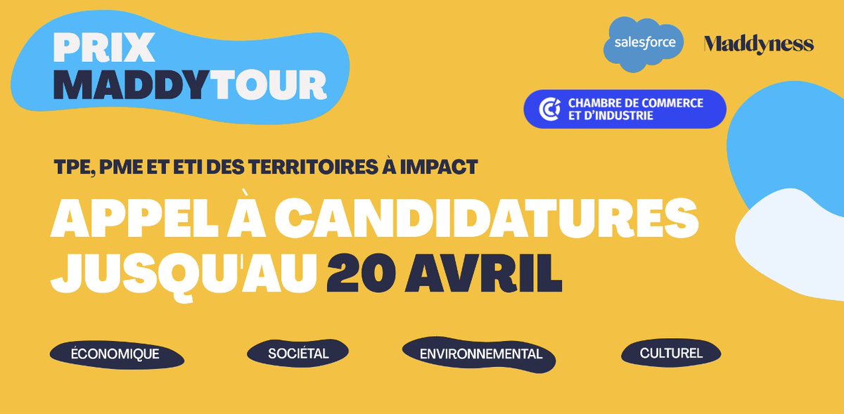 ccifrance's tweet photo. 🔵 Le réseau #CCI est partenaire du #MaddyTour. Rdv ➡️ https://t.co/CfGhyKXgnE pour postuler. 
#France @bymaddyness #PME #TPE @Economie_Gouv https://t.co/DCnxH1Kjkj