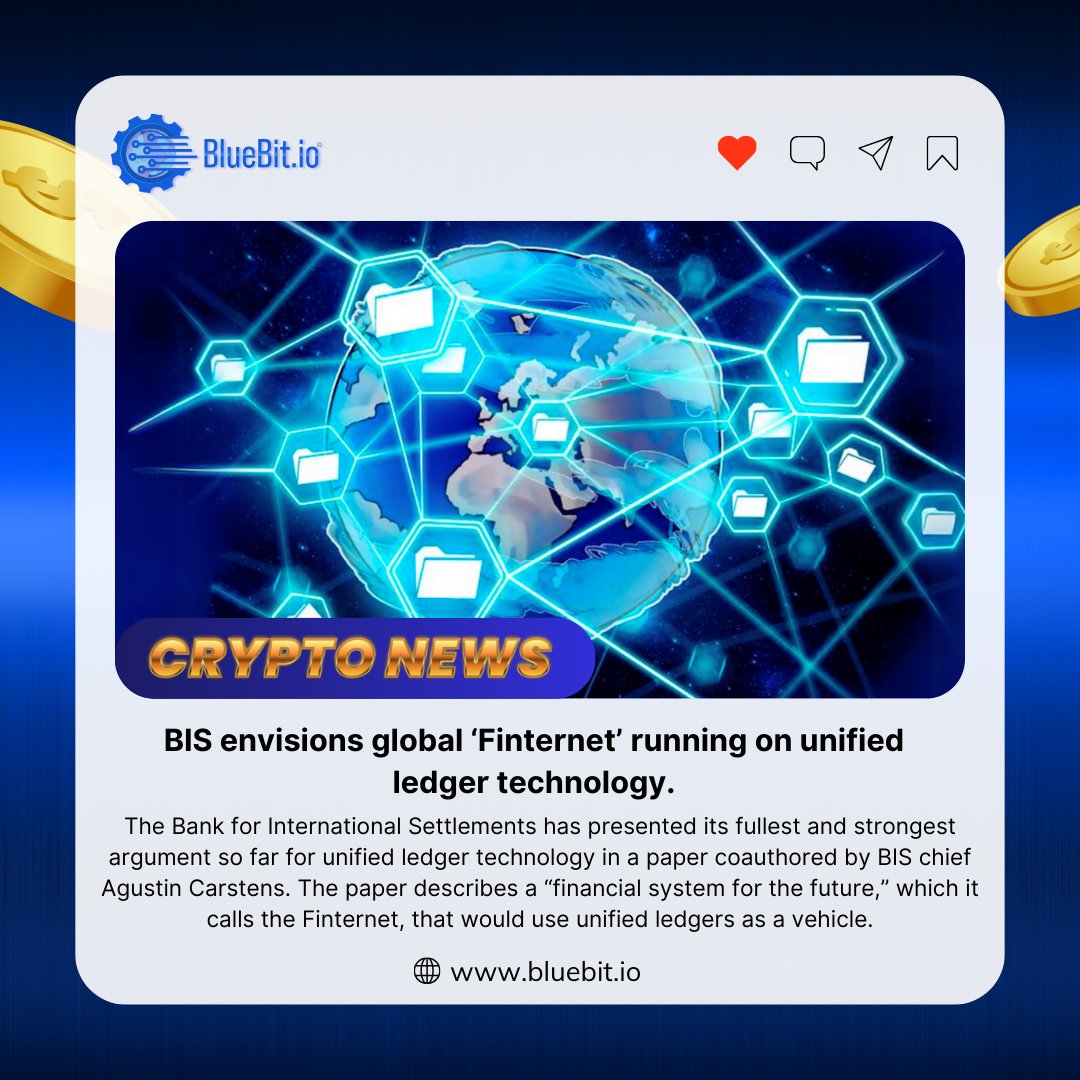 BIS envisions #global ‘Finternet’ running on unified ledger technology.🏦 #BlueBit #Exchange #Bitcoin #BIS #Blockchain #ETH #Digital #Bank