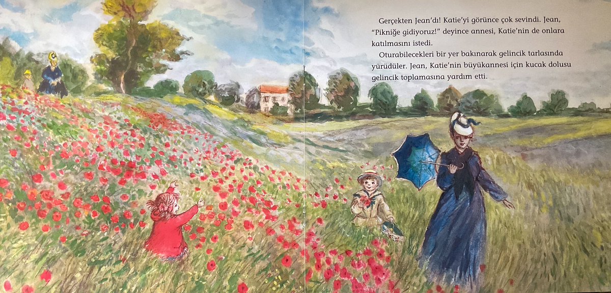 #BookIllustrationOfTheDay is from “Katie and the Impressionists” (1997). 

(I could only find a Turkish edition on my shelves!)

Exactly 150 years ago the very first Impressionists exhibition opened in Paris.

Here’s my version of Monet’s Poppyfield.

#60for60