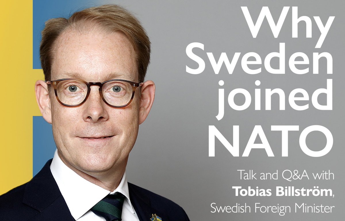 Live this afternoon at 3.30pm: Swedish foreign minister @TobiasBillstrom (Selwyn alumnus) on why his country joined NATO. This event is fully booked, but it’s available to all on YouTube: youtube.com/live/pbQLytbja…