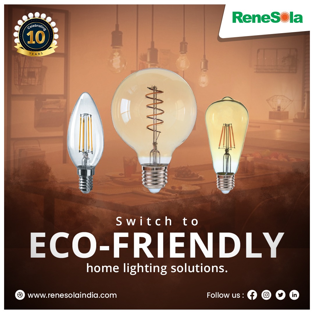 Switch to eco-friendly, home lighting solutions. #Renesola #filamentbulb #ReneSola #ledlights #ledlighting #filament #LED #ledbulbs