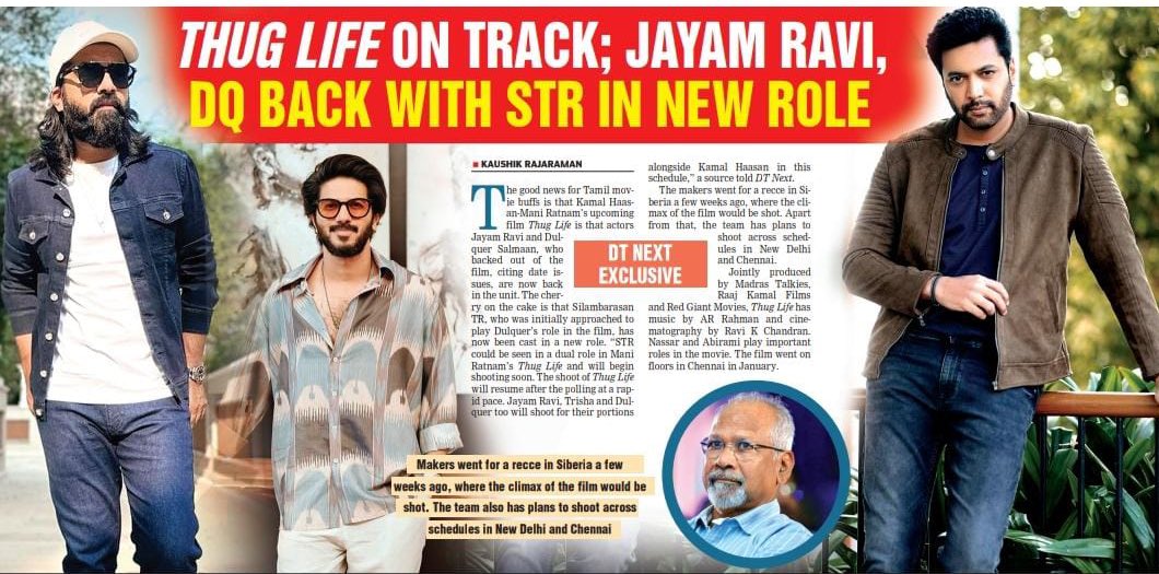 #DulquerSalmaan & #JayamRavi back! 📢

#SilambarasanTR plays dual role!💥💥

#Thuglife 🔥
Ulaganayagan ⭐ #KamalHassan
🎬#ManiRatnam

©️ DT NEXT