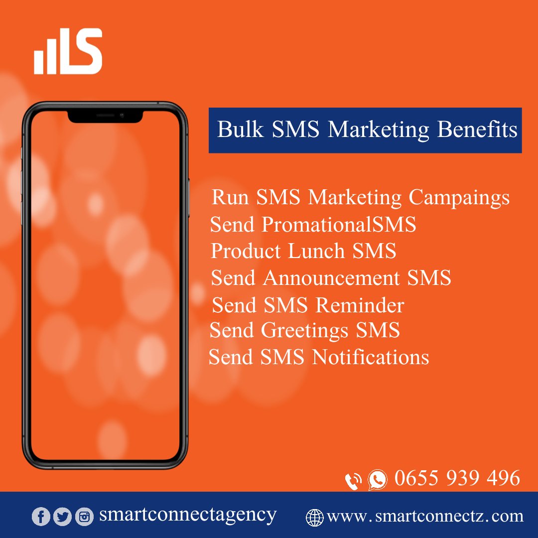 😘6 Benefits/Advantage of BULK SMS Services 1⃣ Instant Impact 2⃣ High Open Rate 3⃣ Customisable Campaigns 4⃣ Impressive Conversion Rate 6⃣ Cost-Effective Need help ☎️0655 939 496 📧 info@smartconnectz.com 🌐 smartconnectz.com