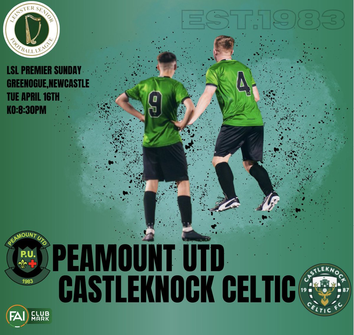 Best of luck to our senior men’s side to who take on @CastleknockCFC at home tonight! After a good win on Friday night the lads will be loooking to continue their good form in the league! Kick off is set for 8:30pm and all support is welcome! Best of luck lads!🤝🟢⚫️