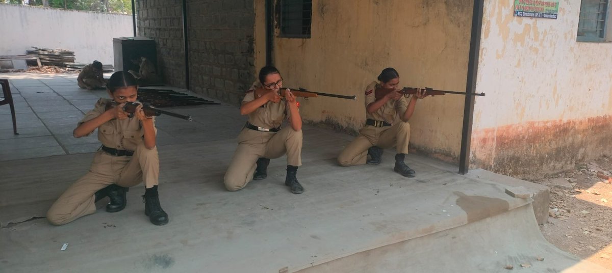 NCC cadets of Hyderabad Group honing their small arms firing skills with precision, discipline and safety with the motto of 'एक गोली - एक दुश्मन' ।