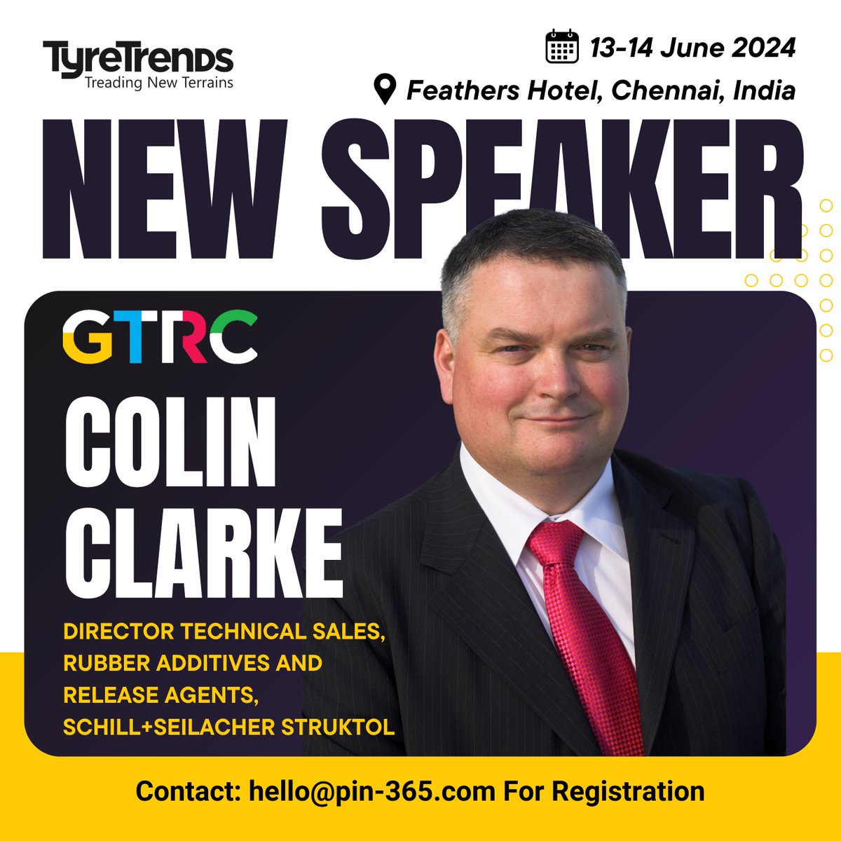 Tyre_Trends's tweet photo. Joining us is Colin Clarke, Director of Technical Sales, Rubber Additives and Release Agents, Schill+Seilacher "Struktol"​ GmbH will be sharing invaluable insights on the latest in the tyre and rubber industry. 

To register and for more details contact: hello@pin-365.com https://t.co/syR10RjQ9E