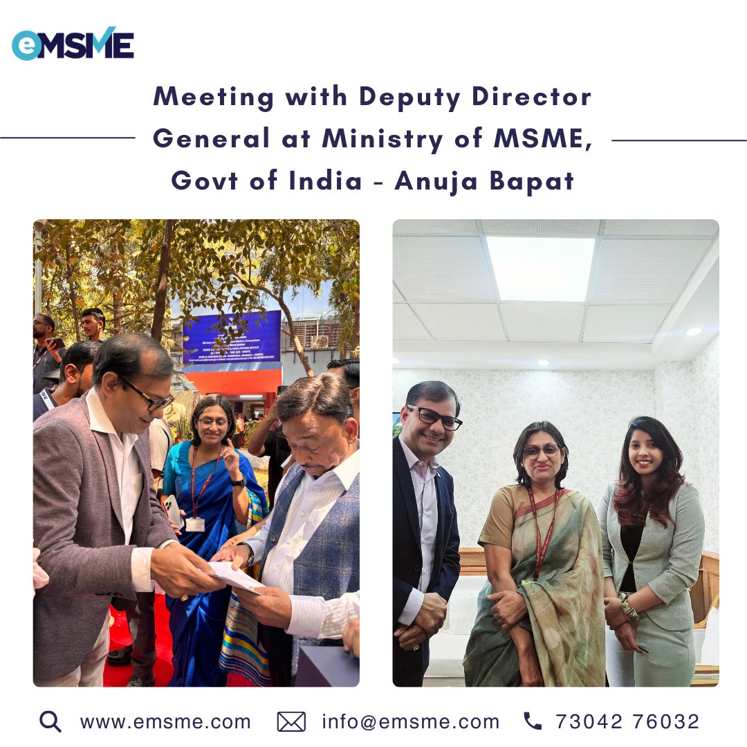Our founder CA Ankush Jain met the Deputy Director General at Ministry of MSME, Govt of India - Anuja Bapat #emsme #msme #minister #government #msmesindia #msmebadhegadeshbadgega