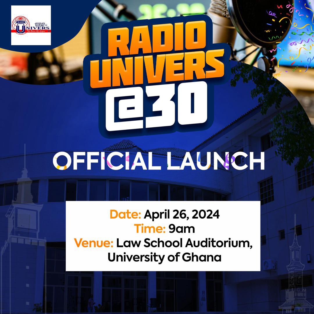 Calling all cherished listeners! Join us on April 26, 2024, at 9:00 AM in the UG Law Faculty Auditorium as we mark a milestone with our anniversary launch. Your presence will light up the occasion! #UniversAt30