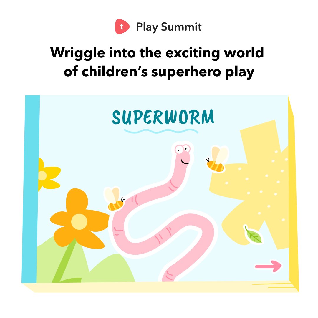 Zap! Boom! Pow! ⚡️🌟💥 Just like Superworm uses his superpowers to save the day, superhero play can transform your early years settings! Join Tamsin Grimmer (@tamsingrimmer) at the Play Summit to explore how these adventurous scenarios do more than entertain—they build