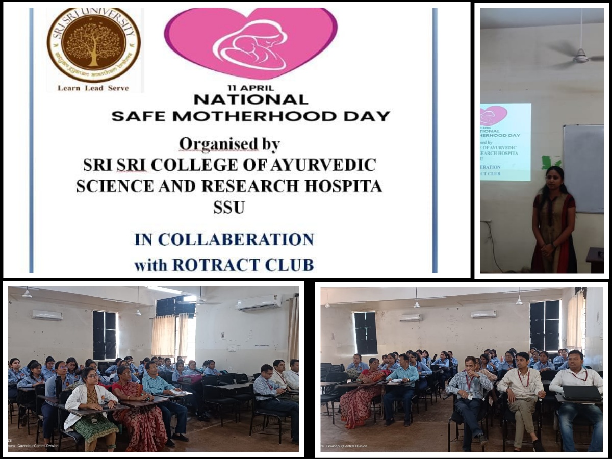 Celebrating Safe Motherhood Day, Sri Sri College of Ayurvedic Science and Research Hospital, SSU, and the Rotaract Club, under Dr. Debashish Sathpathy's guidance, organized an enlightening session. Focused on maternal health & wellness, it fostered discussions and empowered