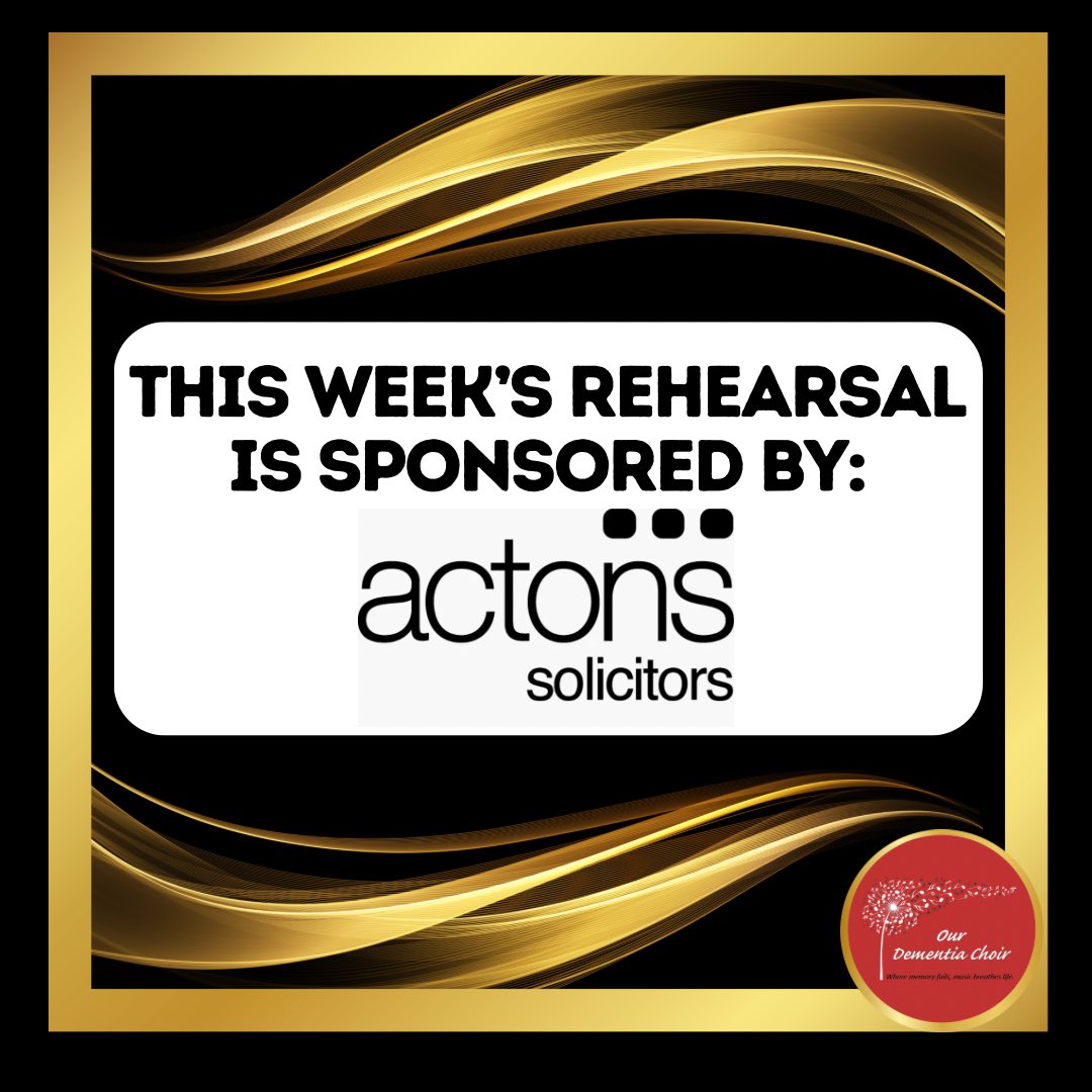 We are excited to announce that today’s choir rehearsal is sponsored by Actons Solicitors! They will be joining us today at our rehearsal and experience the true power of music demonstrated by the choir. Together, we will showcase the profound impact of music! ♥️🎶♥️