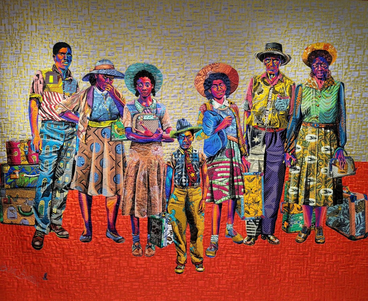Quilt art inspired by vintage photographs of African American people, by contemporary US artist Bisa Butler #WomensArt