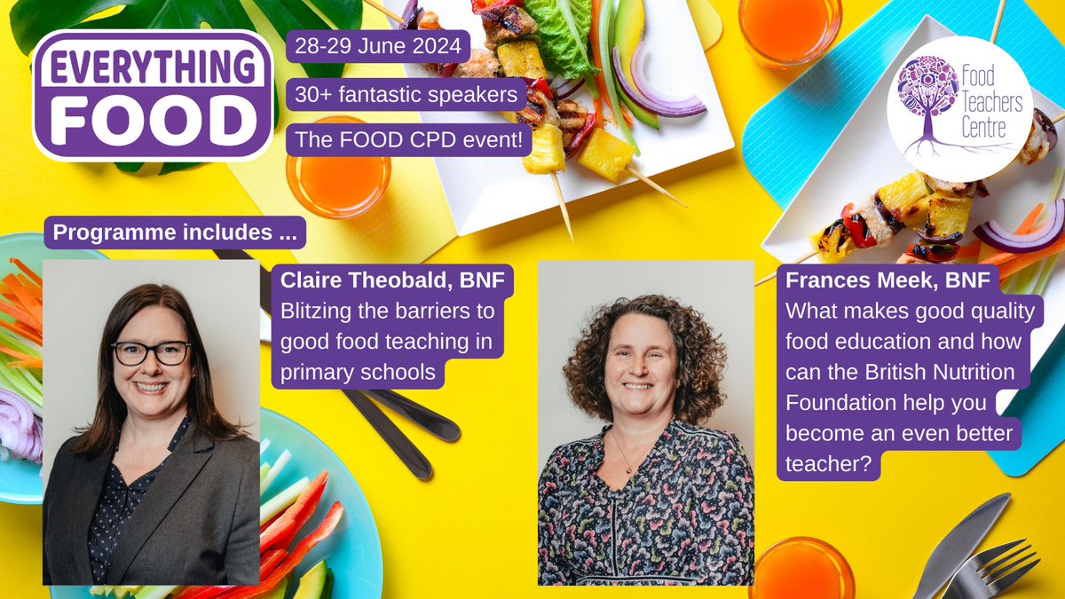 Everything Food - 28/29 June Delighted that Frances Meek & Claire Theobald, @NutritionOrgUK, will be presenting about @Foodafactoflife – highlighting support for primary & secondary schools! 👩🏽‍🏫 30+ presentations on multiple themes Programme & booking⤵️ food-teachers-centre.cademy.co.uk/everythingfood