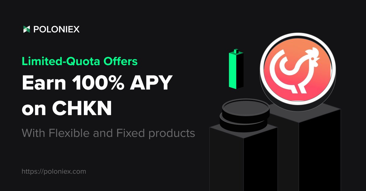 Hold CHKN to Earn 100% APY with Polo Earn! 💰 @chickencoin_eth ✅ Flexible-term rewards will be distributed to spot account with (D+2) basis ✅ Fixed-term rewards will be distributed in total after the interest end date support.poloniex.com/hc/en-us/artic…
