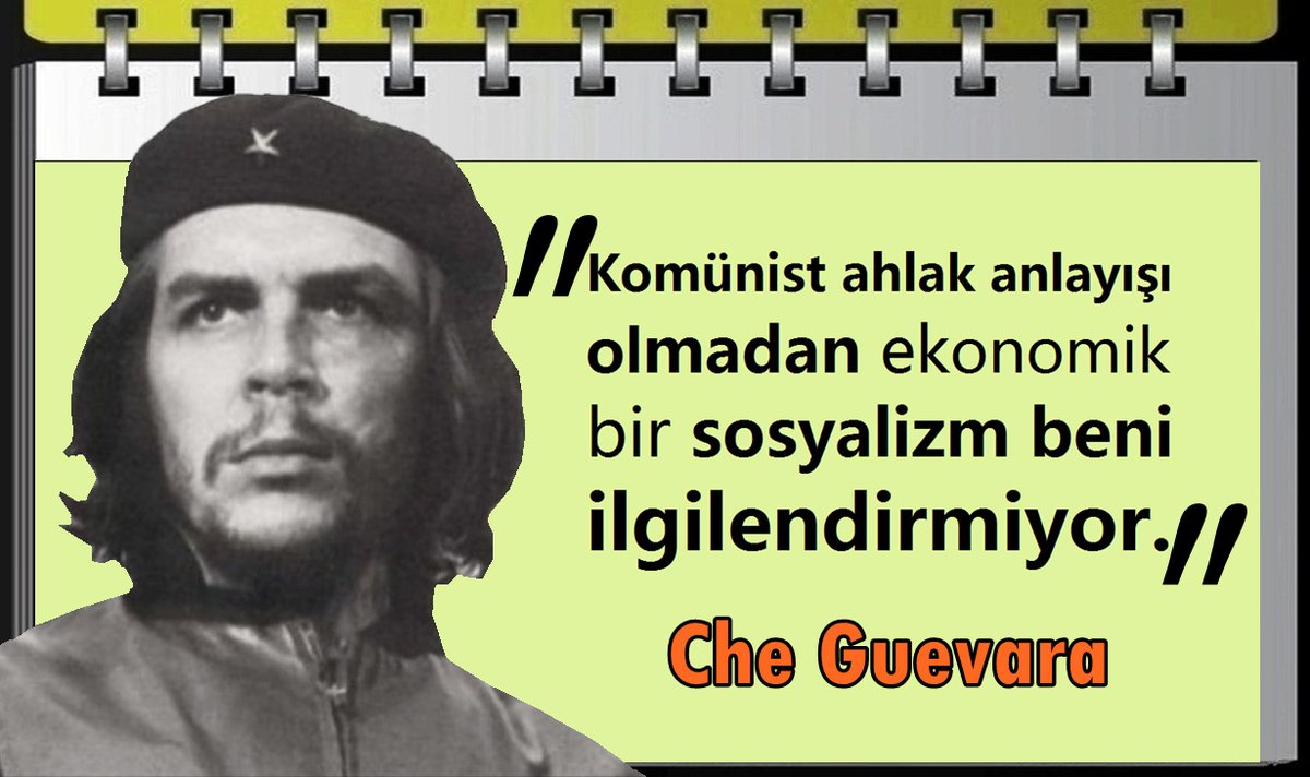 'Komünist ahlak anlayışı olmadan ekonomik bir sosyalizm beni ilgilendirmiyor.' (Che Guevara)

#ErnestoCheGuevara
#Comandante
#CheGuevara95
#ComandanteCheGuevara
#Che_Guevara
#CheGuevara
#vivacuba
#VivaLaRevolucion
#HastaSiempreComandante
#PatriaOMuerteVenceremos
#PatriaOMuerte