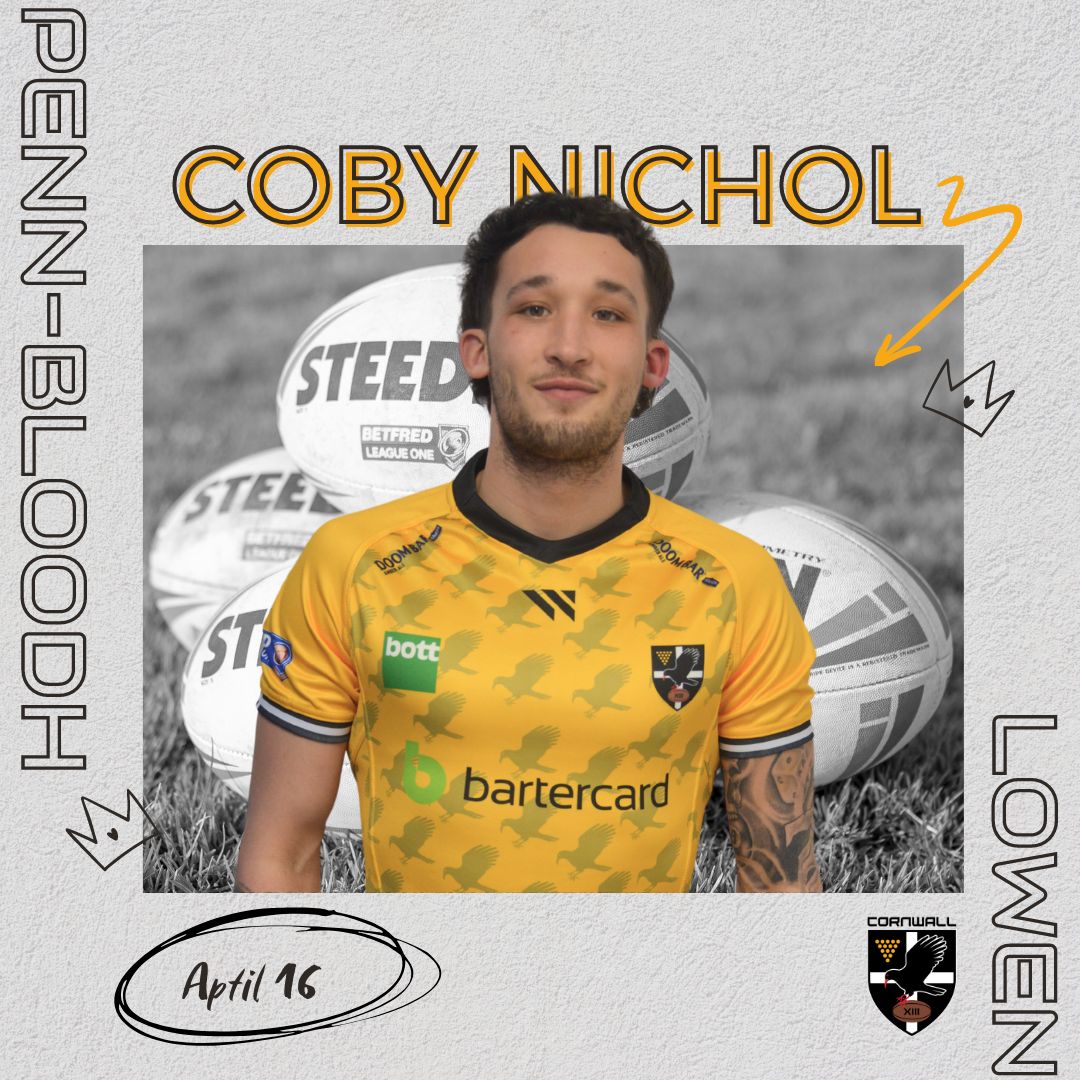 𝗣𝗲𝗻𝗻-𝗯𝗹𝗼𝗼𝗱𝗵 𝗟𝗼𝘄𝗲𝗻 〓〓 🔑 A very happy 21st birthday to Coby Nichol. 🎂 We hope you have a great day! 🖤💛 #Kernowkynsa #RugbyLeague