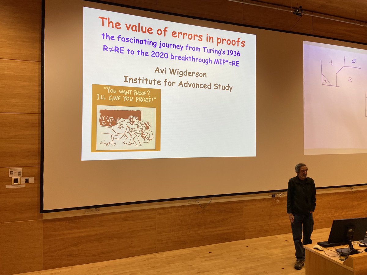 Avi Wigderson gave a truly inspiring talk yesterday at @Cambridge_CL about the value of errors in proofs. The video will be posted shortly on the Cambridge Algorithms and Complexity Workshop webpage. cl.cam.ac.uk/~tg508/cacw202…