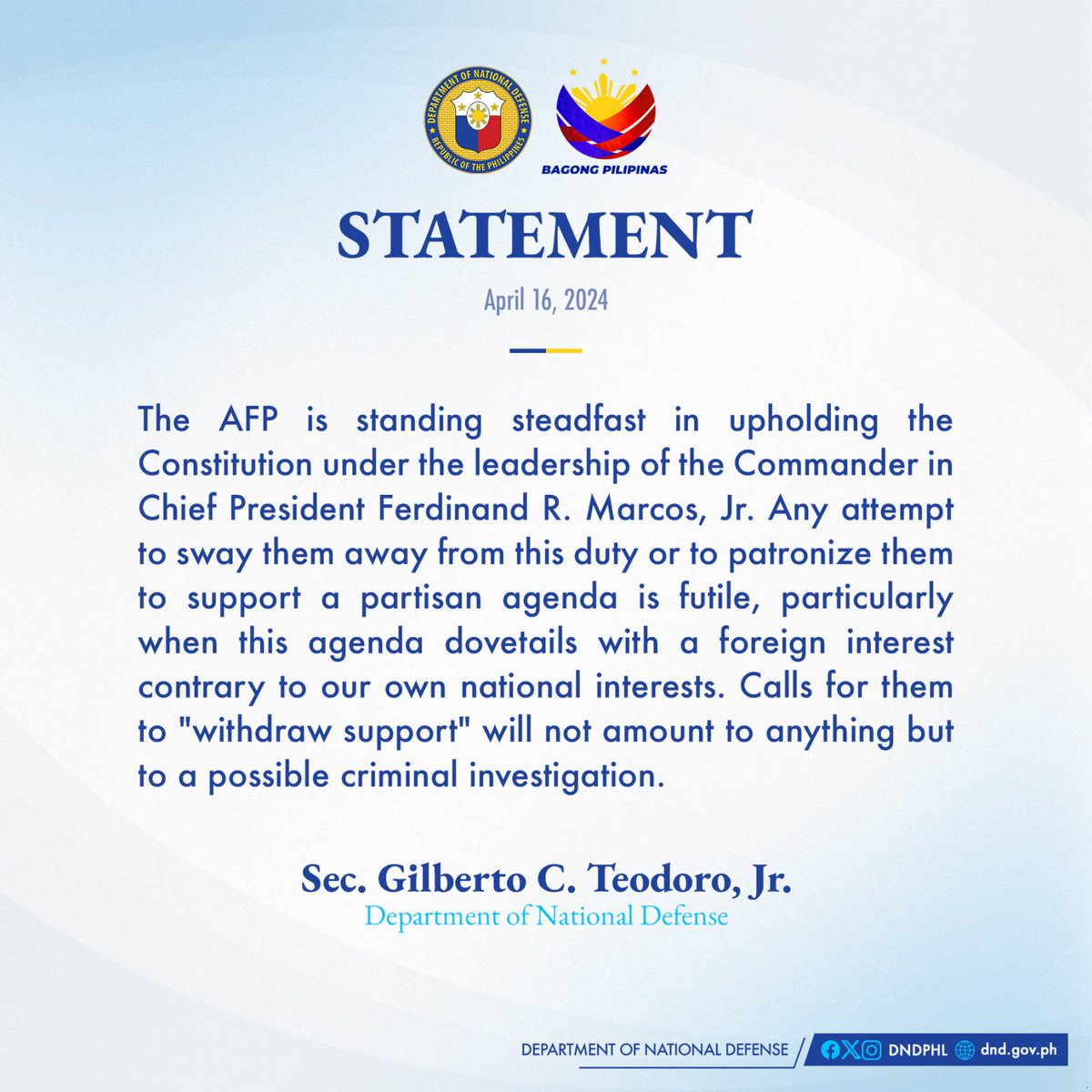 READ | DND Press Statement dated April 16, 2024 #DNDPHL