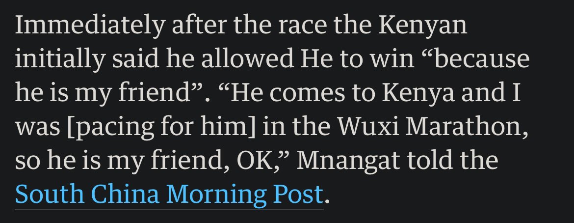 As someone who enjoys language and linguistics, the story of the Beijing half-marathon - controversially won by China’s He Jie - has led to this wonderful paragraph