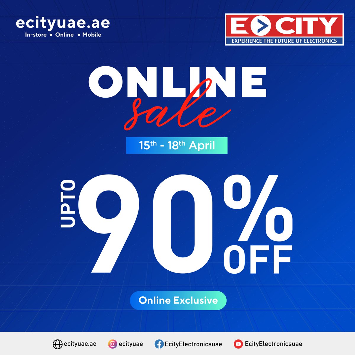 Hurry! Our 3-day Online Sale is now live at Ecity! Get up to 90% off on smartphones, laptops, accessories, appliances, and more.

Shop Now : ecityuae.ae/online-sale/

#onlinesale #uae #sale #electronics #dubai #abudhabi #sharjah #ajman