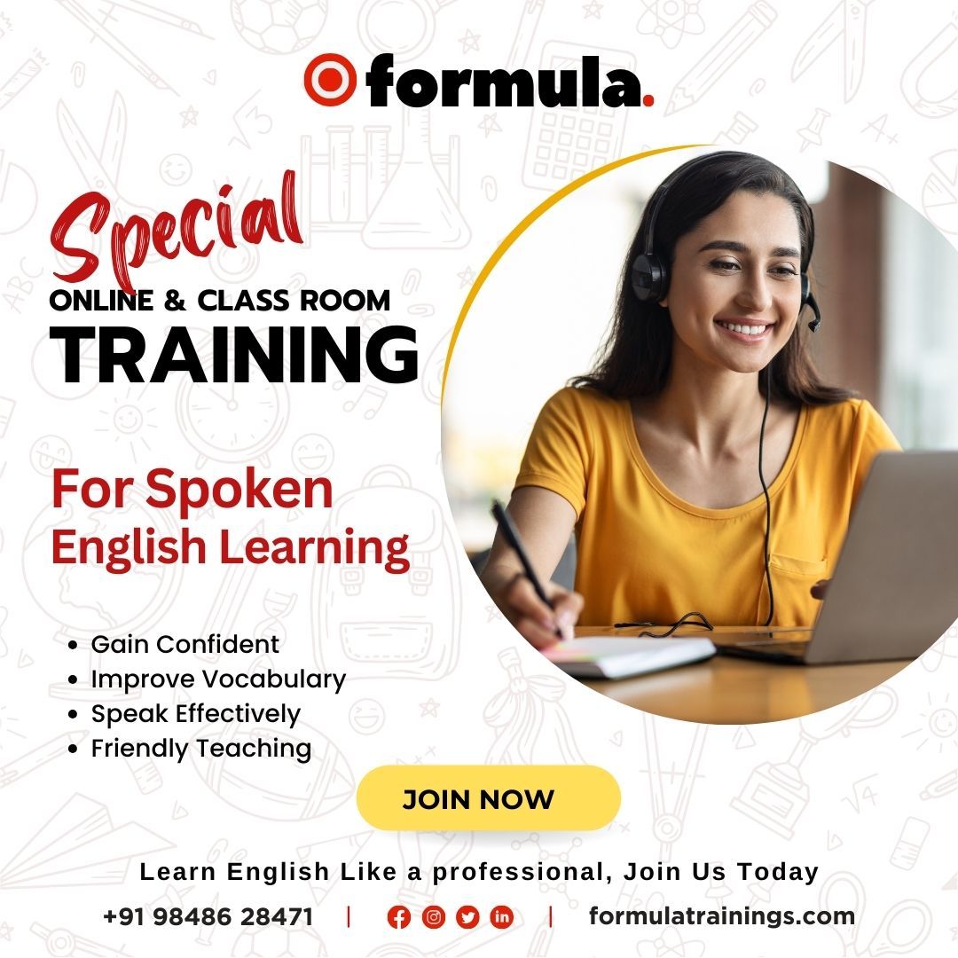 Elevate your English fluency with Formula Trainings! Experience the perfect blend of online and classroom training for the best spoken English classes in Hyderabad. Join us to master language skills effortlessly! #EnglishFluency #LanguageLearning 
.
Call now 
9848628471